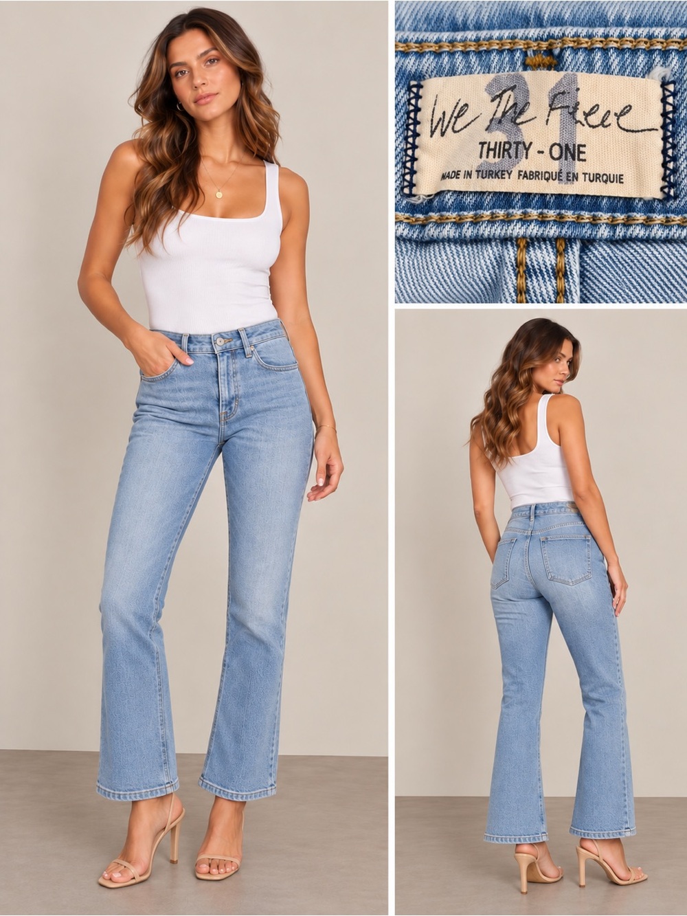 Free People We The Free Liv Cropped Flare Jeans Women 31 Light Wash Size 31
